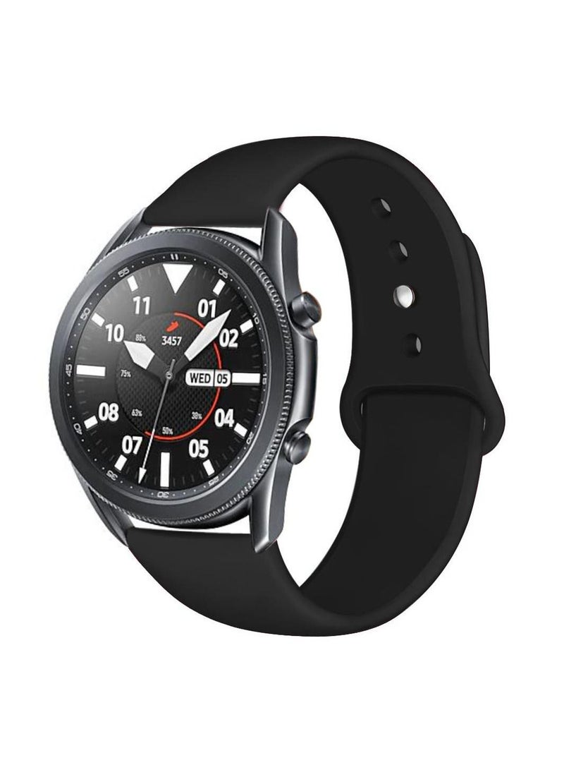 فون بلانيت Soft Silicone Watch Band Compatible With Samsung Galaxy Watch 3 Gear S3 Frontier Amazfit Bip/Active Huawei Watch GT 2/2E Bracelet 22-46mm(Black) - Image 1