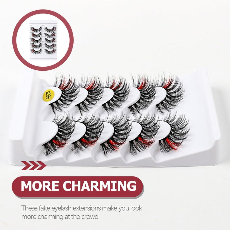 5 Pairs 3d Colorful Fake Eyelashes Natural Dense Eye Lashes for Women Party Makeup Cosmetic Lash Decor - Image 3