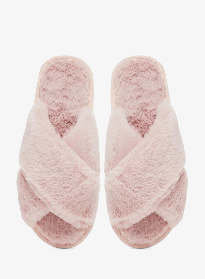 ستايلي شباشب منزلية فرو بحزام متقاطع - Image 5