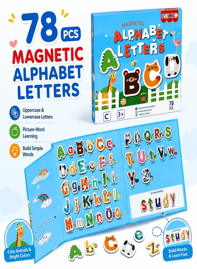 NASHRIO Magnetic Alphabet Letters for Kids, ABC Learning Toys with Animal Words, Educational Preschool Toys for Toddlers Ages 3-5, Montessori Early Learning Magnetic Book Set for Boys and Girls 3 4 5 - Image 2