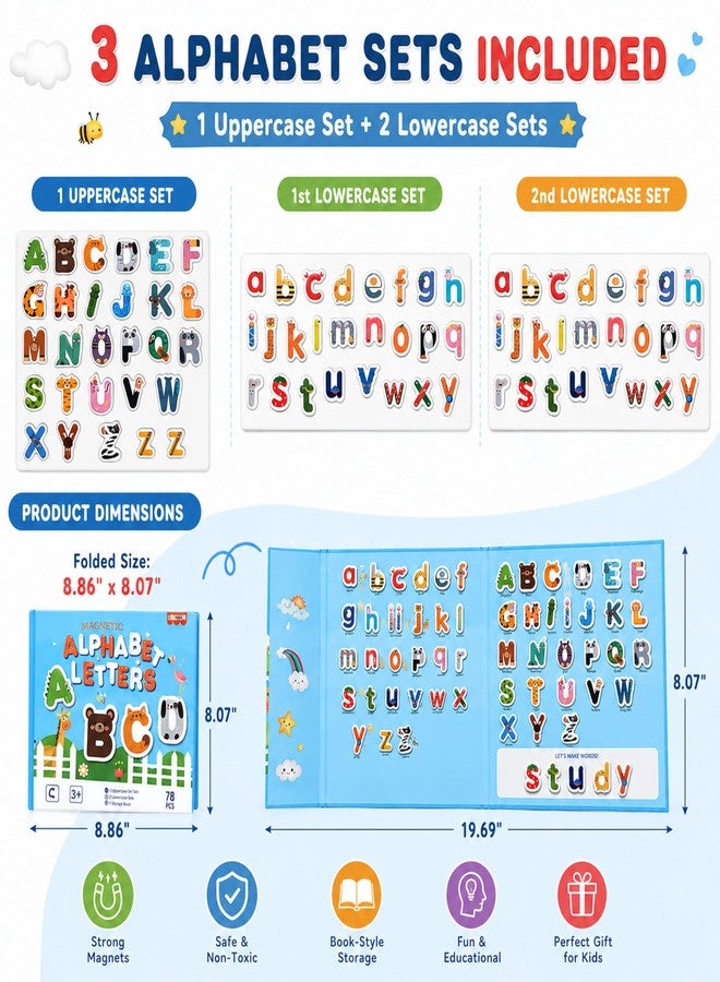 NASHRIO Magnetic Alphabet Letters for Kids, ABC Learning Toys with Animal Words, Educational Preschool Toys for Toddlers Ages 3-5, Montessori Early Learning Magnetic Book Set for Boys and Girls 3 4 5 - Image 4