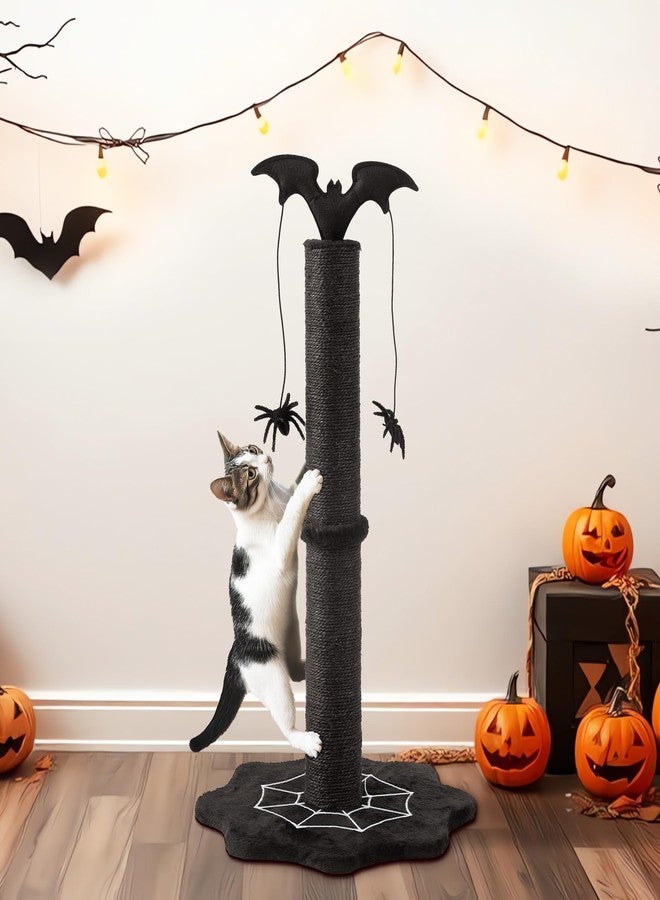 Fansafurn 25" Halloween Cat Scratching Post, Sisal Scratch Pole with Interactive Hanging Spider Toys, Durable Monster-Themed Scratch Post for Indoor Cats, Suitable for Kittens and Large Cats, Black - Image 2