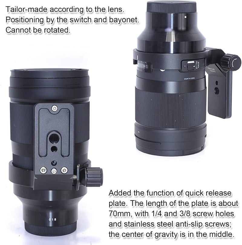 iShoot CNC Machined 82mm Tripod Mount Ring Lens Collar for Sigma 40mm f/1.4 DG HSM Art Lens, Built-in ARCA Type Quick Release Plate Compatible with Tripod Ball Head of ARCA-Swiss PMG Fit - Image 5