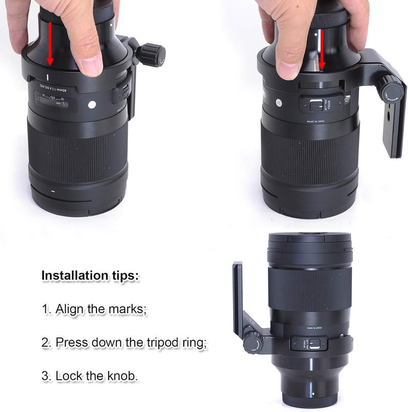 iShoot CNC Machined 82mm Tripod Mount Ring Lens Collar for Sigma 40mm f/1.4 DG HSM Art Lens, Built-in ARCA Type Quick Release Plate Compatible with Tripod Ball Head of ARCA-Swiss PMG Fit - Image 4
