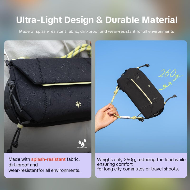 PGYTECH OneGo Pocket Sling for DJI Osmo Pocket 3/Xtra Muse/Insta360/Gopro, Portable Splashproof Everyday Carry Case w Detachable Strap, 2L Storage Crossbody Carrying Bag for Smartphone & Action Camera - Image 4