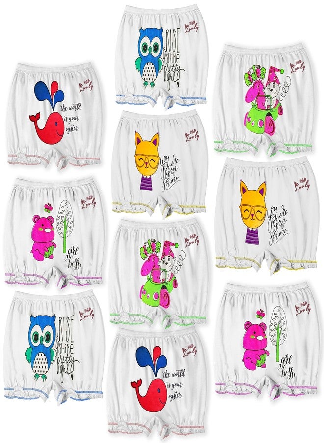 سراويل داخلية قطنية للبنات والأولاد من هاب (عبوة من 10 قطع) (BLOOMER_WPP_10PC_55_White_12-18 Months) - Image 1