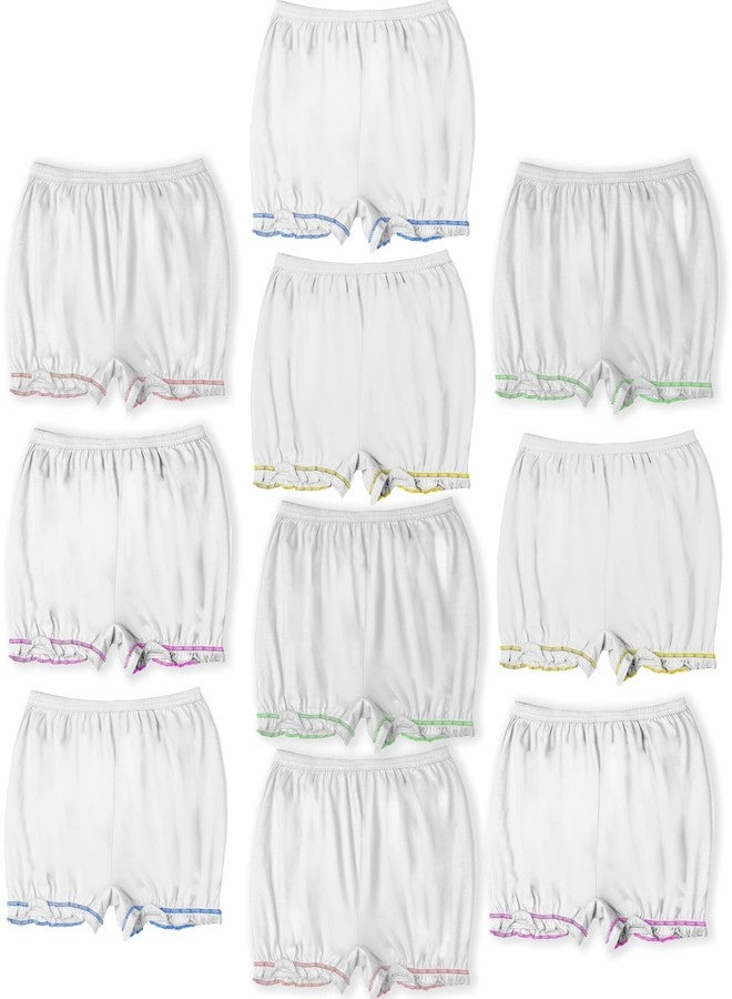 سراويل داخلية قطنية للبنات والأولاد من هاب (عبوة من 10 قطع) (BLOOMER_WPP_10PC_55_White_12-18 Months) - Image 2
