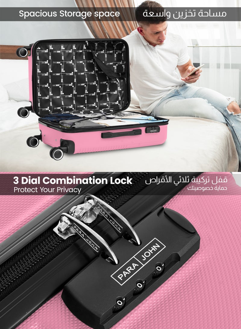 PARAJOHN Large Size Lightweigh ABS Hardside Spinner Luggage Trolley -28 Inch | Carrying 30KG 4-Wheel Hardshell Suitcase-Pink - Image 4