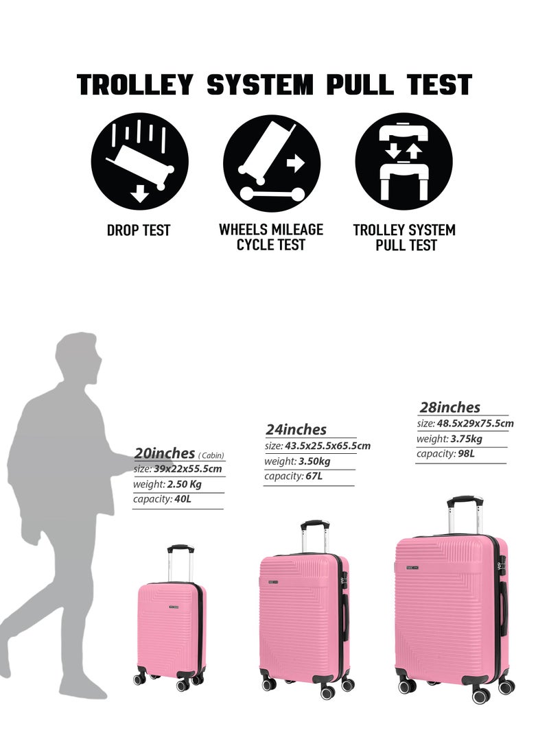 PARAJOHN Large Size Lightweigh ABS Hardside Spinner Luggage Trolley -28 Inch | Carrying 30KG 4-Wheel Hardshell Suitcase-Pink - Image 5