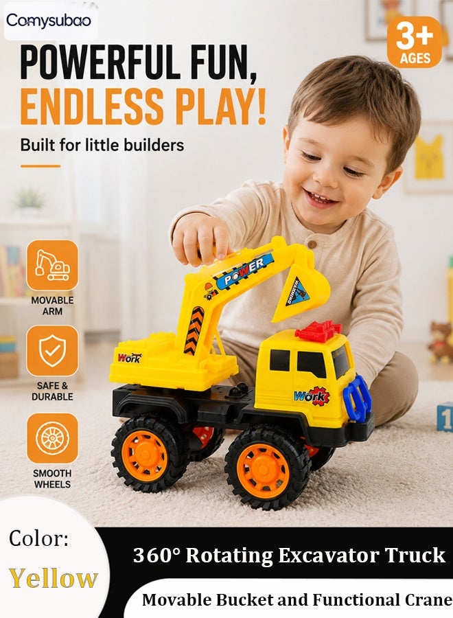 FLYHSO Excavator Toy Construction Vehicle with 360° Rotation, Sliding & Pushing Action, Durable Outdoor Sand Play Digger for Boys Girls, Ideal Birthday Gift for Kids Ages 3+ - Image 1