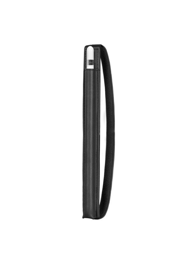 Doormoon Pencil Holder for iPad 2018/ Air/ 9.7 / Pro 9.7/10.5/12.9, Detachable Elastic Apple Pencil 2nd Gen Leather Sleeve Pocket Pouch (Black) - Image 1
