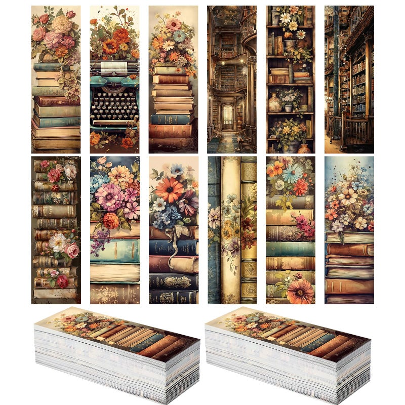 Faccito 240 Pcs Bookmarks Gift Bulk 5.9 x 2.4 Inches Book Club Gift Bookish Gifts Reading Tracker for Women Men Teacher Library Party(Vintage) - Image 1