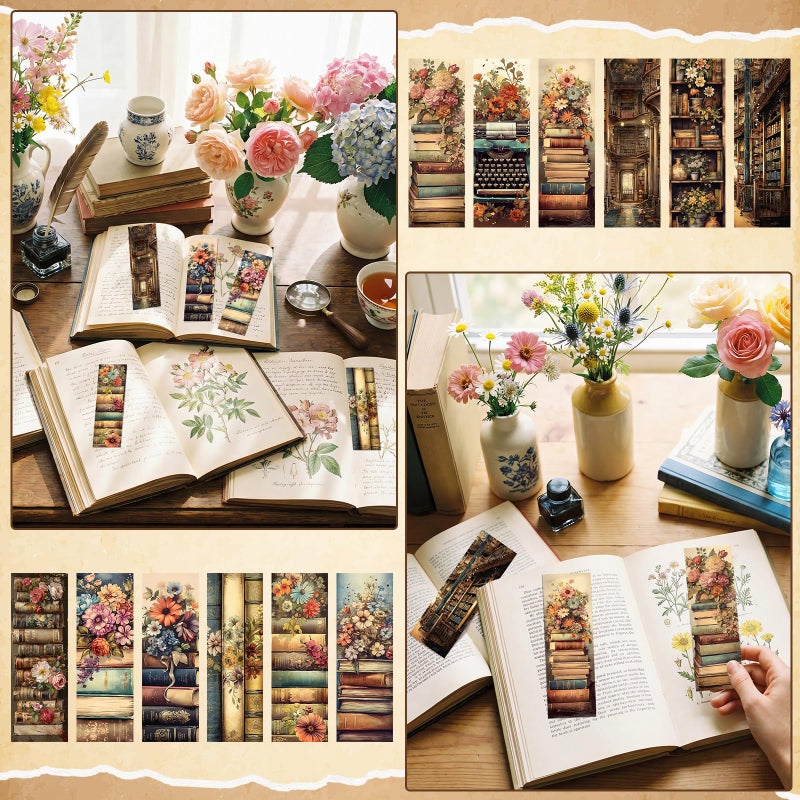 Faccito 240 Pcs Bookmarks Gift Bulk 5.9 x 2.4 Inches Book Club Gift Bookish Gifts Reading Tracker for Women Men Teacher Library Party(Vintage) - Image 5