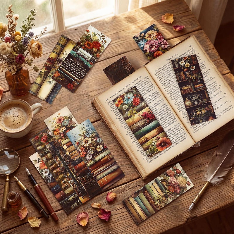 Faccito 240 Pcs Bookmarks Gift Bulk 5.9 x 2.4 Inches Book Club Gift Bookish Gifts Reading Tracker for Women Men Teacher Library Party(Vintage) - Image 2