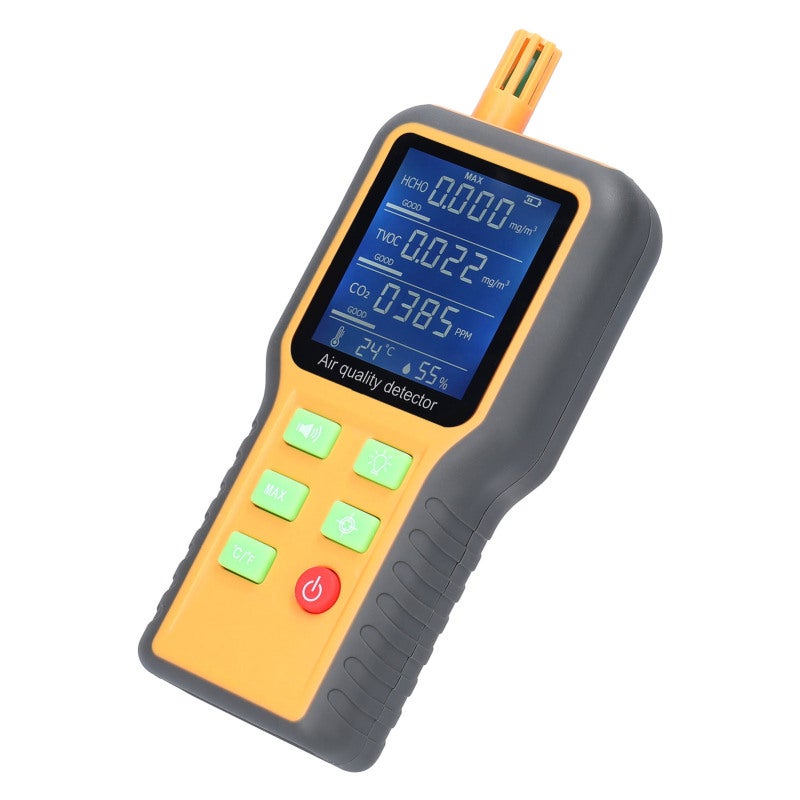 Household Air Quality Detector Multifunctional T/H Sensors CO2 Tester LCD Display with Backlit Carbon Dioxide TVOC HCHO Value Temperature Humidity Detect Self-calibration with Alarm Function - Image 3
