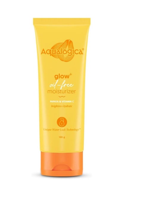 مرطب Aqualogica Glow+ الخالي من الزيوت، مع البابايا وفيتامين C | يضيء ويرطب البشرة | خفيف الوزن وغير لزج | تقنية قفل الماء الفريدة | 100 غ