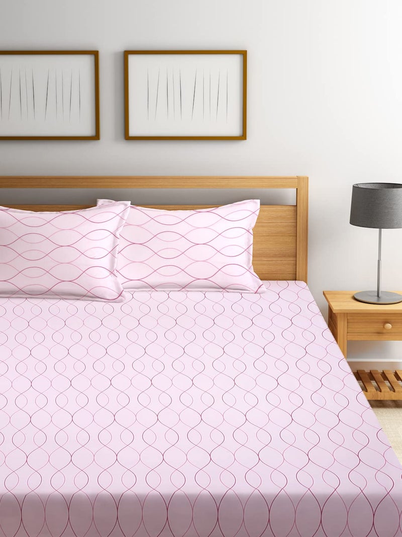 Ambra Linens 180TC Premium Bed Sheet Set, Bed Sheet Double Bed, 100% Cotton, Soft & Smooth Flat Sheets, Bed Sheet for All-Season Use, 1 Bedsheet and 2 Pillowcases (Queen Size) - Image 3