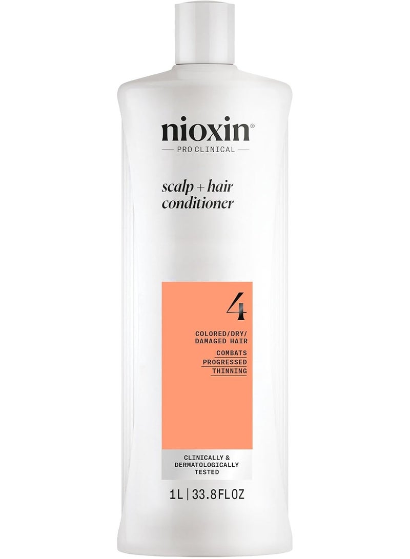 Nioxin System 4 Scalp Therapy Revitalising Conditioner 1L, Lightweight Conditioner for Coloured, Dry & Damaged Hair with Progressed Thinning Appearance
