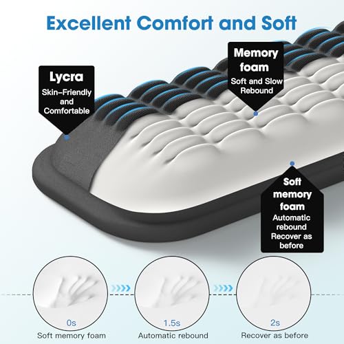 MEKASS Keyboard Wrist Rest, Soft Memory Foam Wrist Support for Keyboard, Keyboard Hand Rest Pad for Wrist Pain Relief, Keyboard Wrist Guard for Long Hours of Work, Gaming, Studying（Classic Black） - Image 3