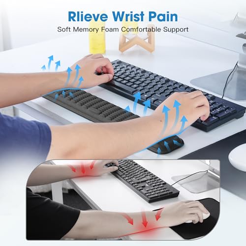 MEKASS Keyboard Wrist Rest, Soft Memory Foam Wrist Support for Keyboard, Keyboard Hand Rest Pad for Wrist Pain Relief, Keyboard Wrist Guard for Long Hours of Work, Gaming, Studying（Classic Black） - Image 2