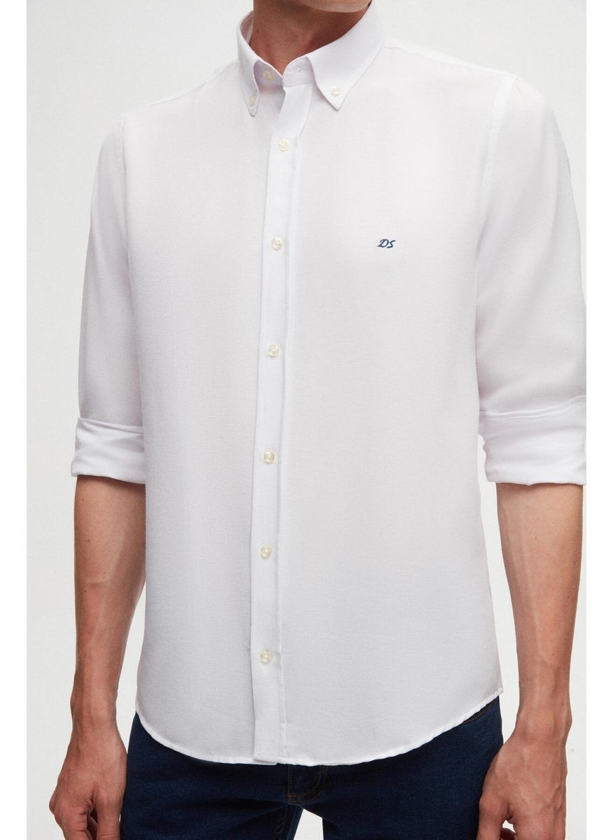 Slim Fit White Oxford Button-down Collar Easy Ironable Embroidered Detailed Cotton Shirt 4HC02ORT03265 - pzsku/Z2058CA09465323497301Z/45/_/1727705105/64857195-ab7e-431f-833f-f96da897bcc5