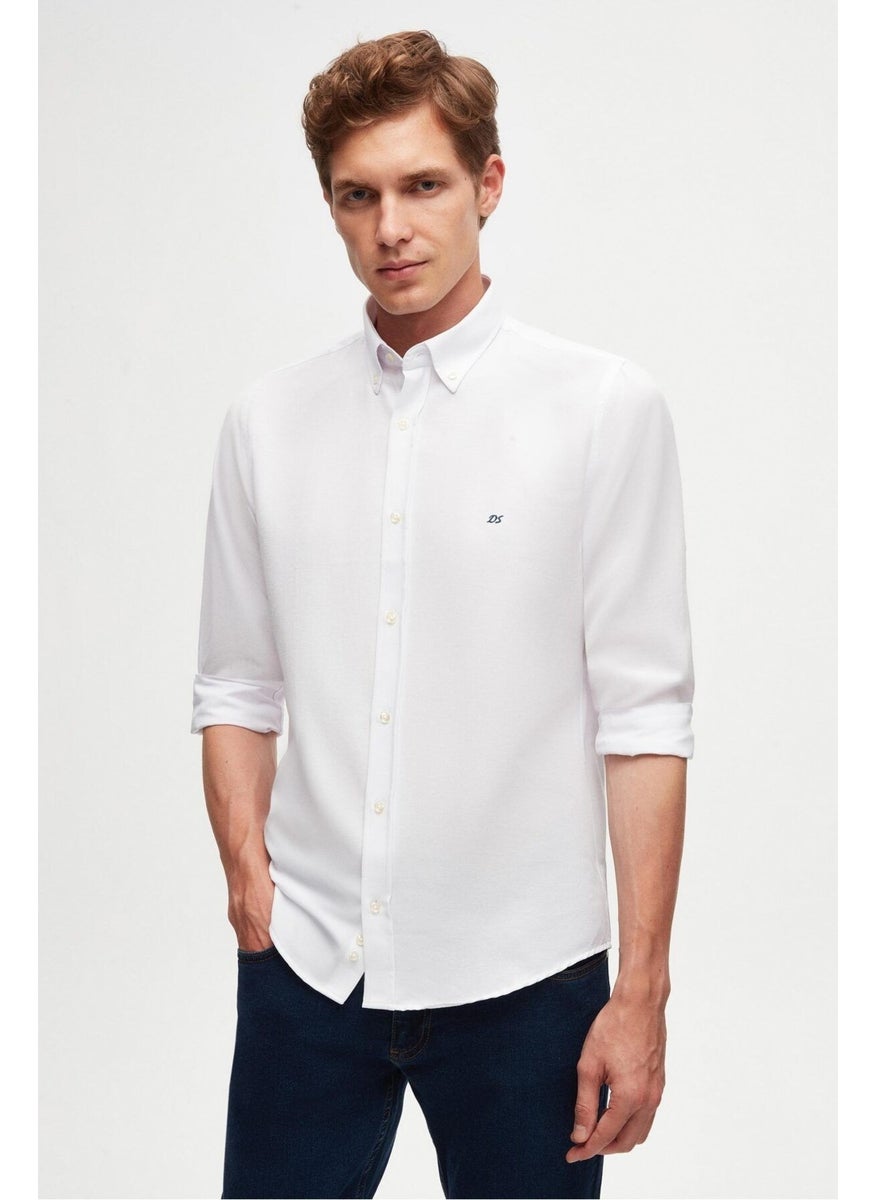 Slim Fit White Oxford Button-down Collar Easy Ironable Embroidered Detailed Cotton Shirt 4HC02ORT03265 - pzsku/Z2058CA09465323497301Z/45/_/1727705482/9a8f10de-e492-4441-bc07-04cb3d8f1403