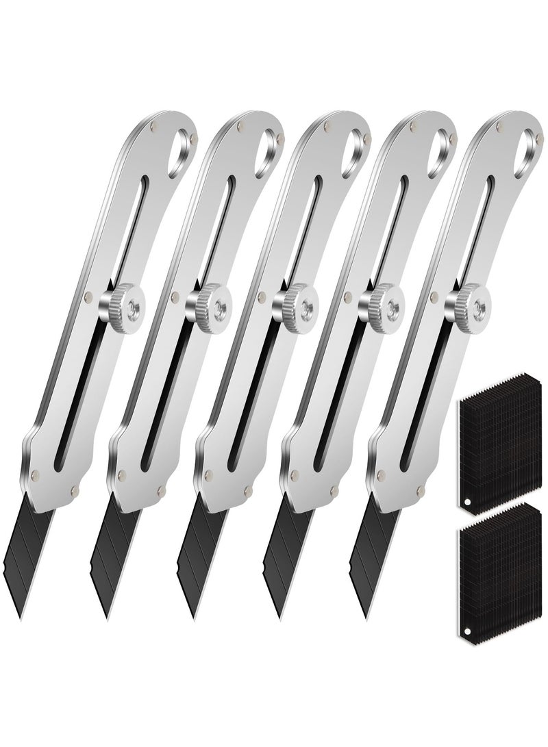 SYOSI SYOSI 5 Pcs Retractable Utility Knife, Stainless Steel Utility Knife, Heavy Duty Multifunctional Box Cutter with 50 Pcs Replaceable Blades for Office, Home, School  - Image 1