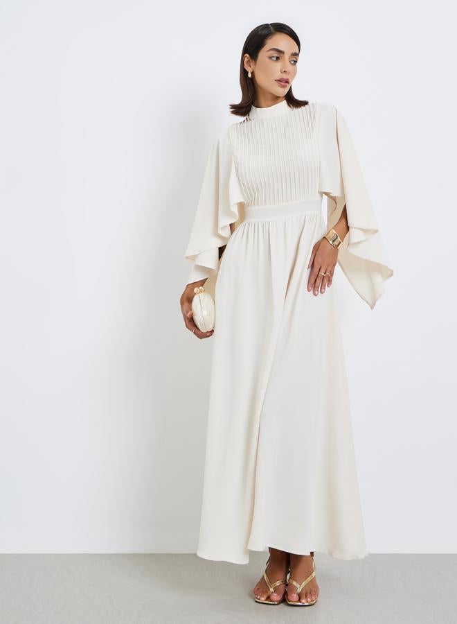 Styli Solid Irregular Sleeve Holiday Party Maxi Dress - Image 1