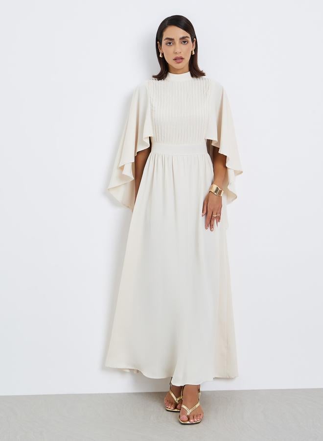 Styli Solid Irregular Sleeve Holiday Party Maxi Dress - Image 3