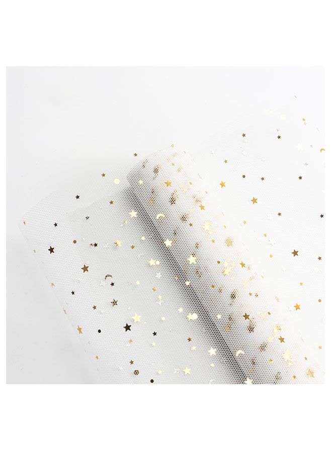 ZCM-HAPPY 1 Roll Gift and Bouquet Wrapping Paper Star Moon Yarn Mesh 48x450cm