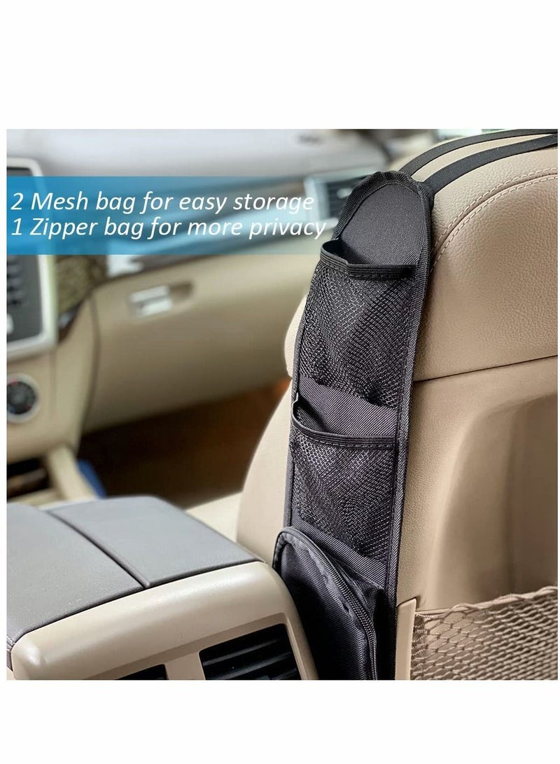 SYOSI 2 Pcs Car Seat Side Organizer, Auto Seat Storage Hanging Bag, Phones, Drink, Stuff Holder with Mesh, Pocket for Cars, SUV, Truck - Image 3