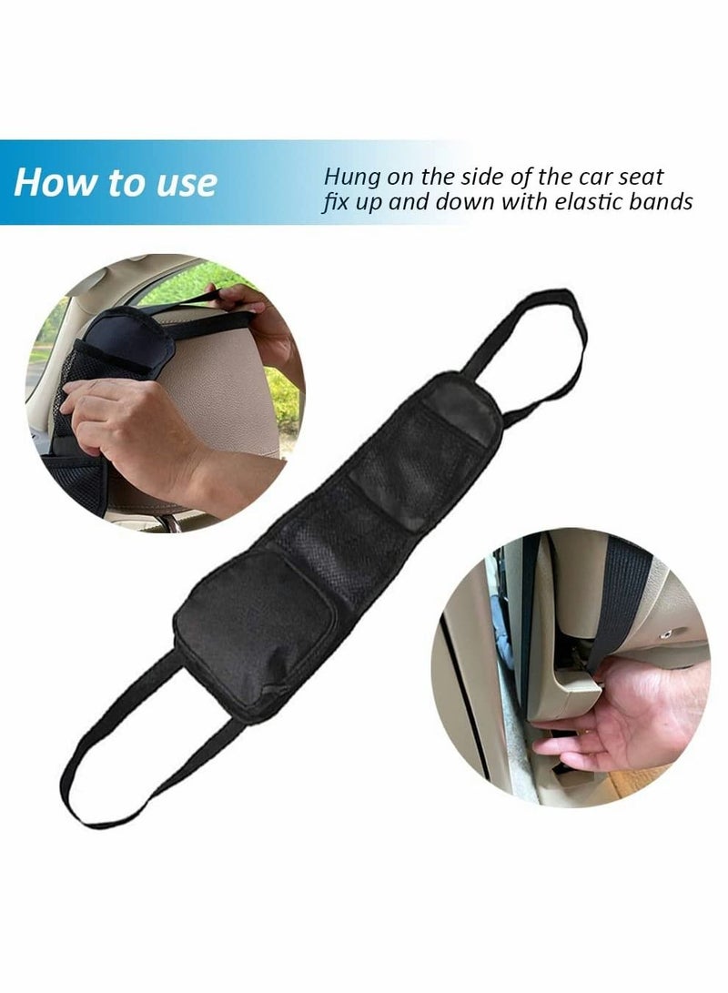 SYOSI 2 Pcs Car Seat Side Organizer, Auto Seat Storage Hanging Bag, Phones, Drink, Stuff Holder with Mesh, Pocket for Cars, SUV, Truck - Image 2