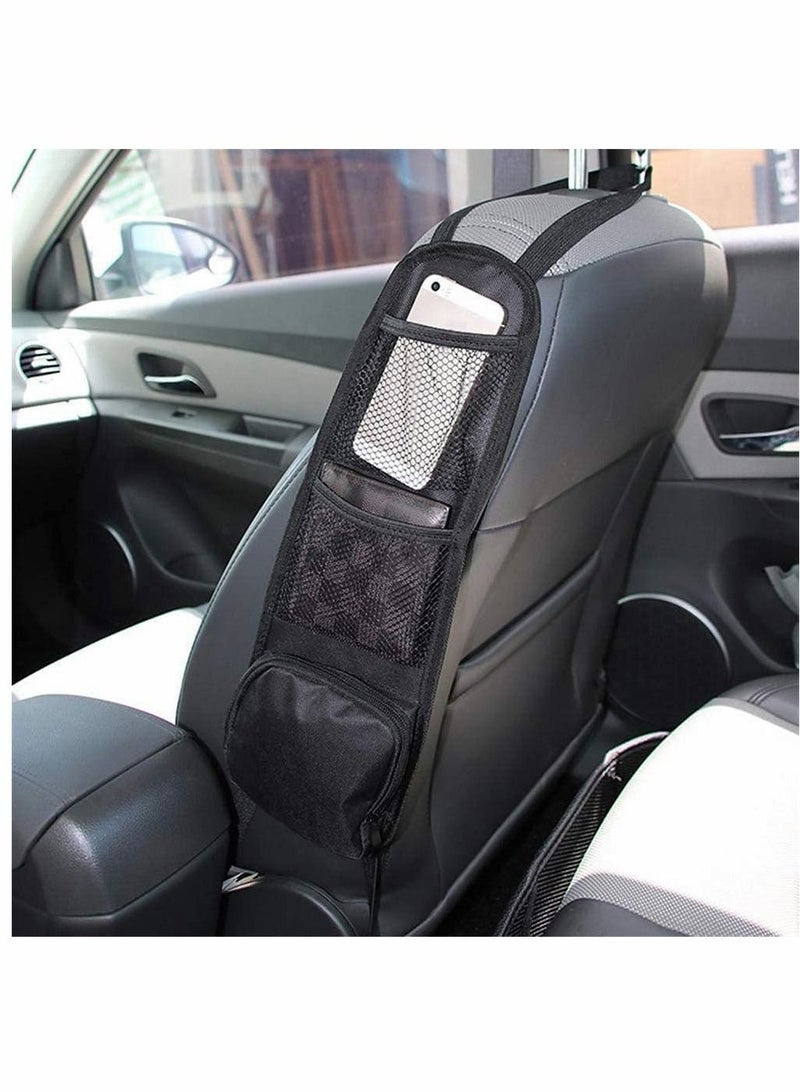 SYOSI 2 Pcs Car Seat Side Organizer, Auto Seat Storage Hanging Bag, Phones, Drink, Stuff Holder with Mesh, Pocket for Cars, SUV, Truck - Image 1