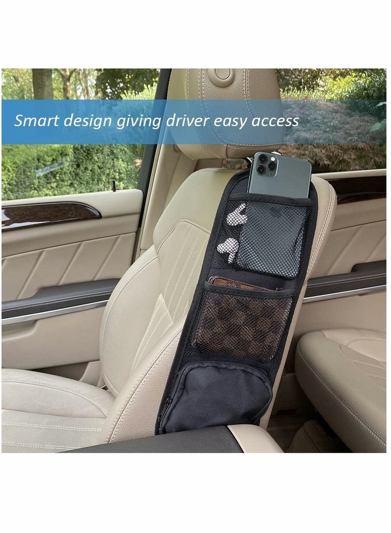 SYOSI 2 Pcs Car Seat Side Organizer, Auto Seat Storage Hanging Bag, Phones, Drink, Stuff Holder with Mesh, Pocket for Cars, SUV, Truck - Image 4