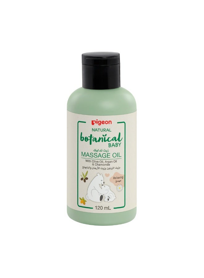 pigeon Natural Botanical Baby Massage Oil, Helps Relaxing, With Olive Oil, Argan Oil & Chamomile,120ml - Image 1