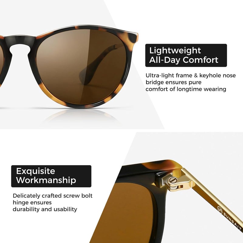 SUNGAIT Premium Vintage Round Sunglasses for Women Men Classic Retro Trendy Style - Image 3