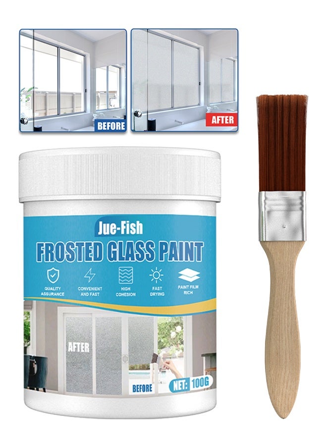 JUE FISH Frosted Glass Paint For Windows, Door And Window Shading Frosted Glass Paint, Privacy Windows Paint, Waterproof & UV Resistant, Window Tint For Home, Bathroom, Kitchens, Sliding Door, Offices In Glass Surfaces, DIY Frosting, 100g - Image 1