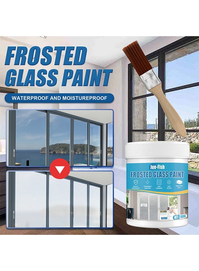 JUE FISH Frosted Glass Paint For Windows, Door And Window Shading Frosted Glass Paint, Privacy Windows Paint, Waterproof & UV Resistant, Window Tint For Home, Bathroom, Kitchens, Sliding Door, Offices In Glass Surfaces, DIY Frosting, 100g - Image 5