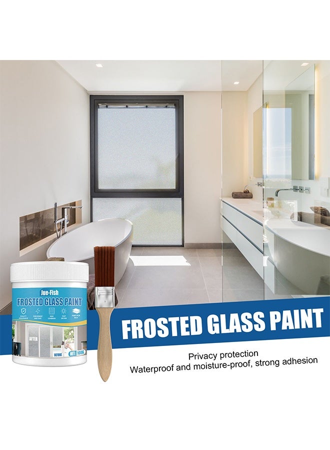 JUE FISH Frosted Glass Paint For Windows, Door And Window Shading Frosted Glass Paint, Privacy Windows Paint, Waterproof & UV Resistant, Window Tint For Home, Bathroom, Kitchens, Sliding Door, Offices In Glass Surfaces, DIY Frosting, 100g - Image 2