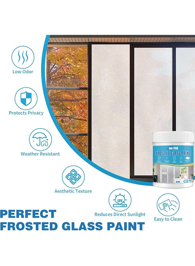 JUE FISH Frosted Glass Paint For Windows, Door And Window Shading Frosted Glass Paint, Privacy Windows Paint, Waterproof & UV Resistant, Window Tint For Home, Bathroom, Kitchens, Sliding Door, Offices In Glass Surfaces, DIY Frosting, 100g - Image 4