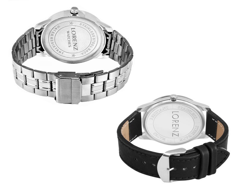LORENZ Stainless Steel Combo Of 2 Black Dial Men's Analog Watches- Mk-6609A - Image 3