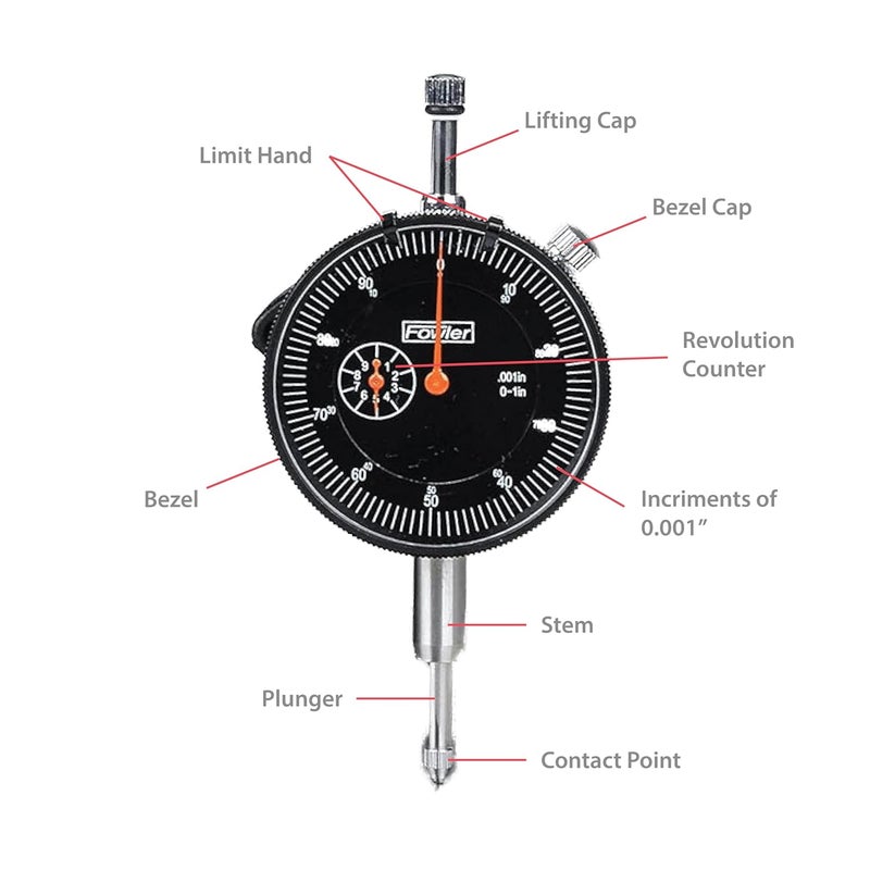 Fowler 52-520-199-0, Magnetic Base and Black Dial Indicator Set - Image 2