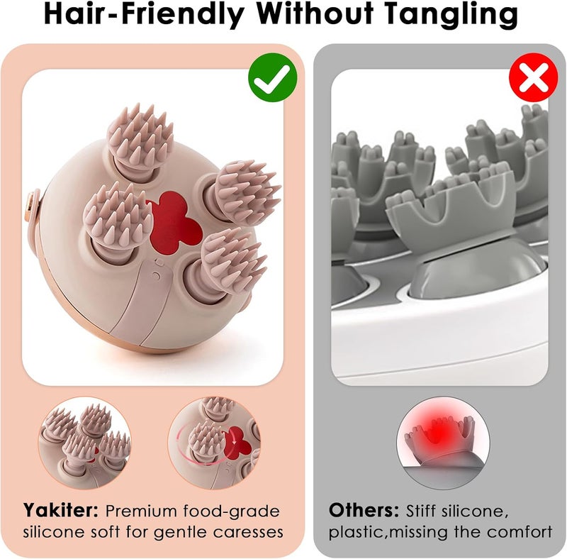 Yakiter Electric Scalp Massager, Yakiter Electric Cordless Hair Scalp Massager with 128 Massage Nodes, Handheld Head Scratcher Massager for Stress Relax and Pain Relief - Ideal Gifts for Women and Men مساج - Image 3