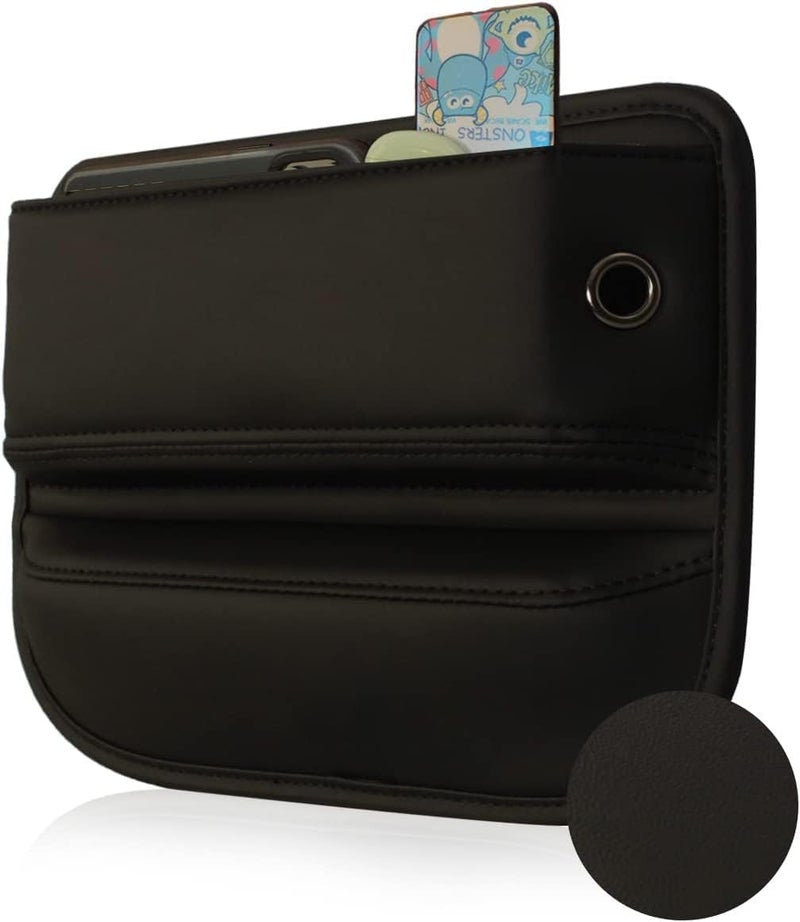 Car Seat Gap Filler, Leather Car Box Organizers and Storage Front Seats Interior Automotive Essentials, Car Accessories for Phones, Glasses, Keys, Cards, Black, 1 Pcs - Image 1