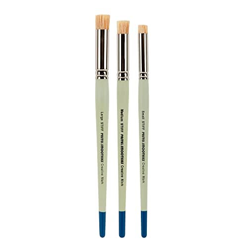 Creative Mark Pastel Smoothies - Paintbrush for Pastel Blending Bristle & Nylon Hair for Blending on Rough Surfaces Short Handle Lacquered Wood Handles - [Stiff | Set of 3] White - Image 1