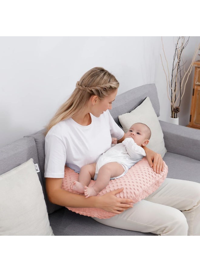 Aullar Nursing Pillow and Positioner with Cover for Breastfeeding and Bottle Feeding, Propping Baby, Tummy Time, Baby Sitting Support, Awake-Time Support (Light Pink, 22" x 17.7" x 5.9") - Image 2
