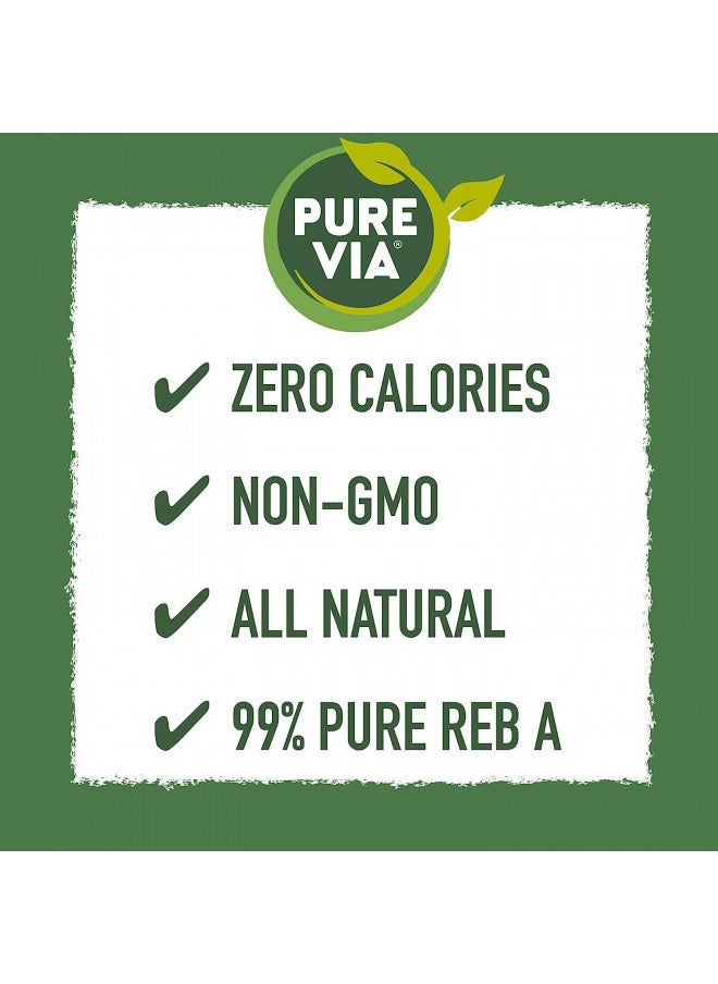 PURE VIA Stevia Sweetener Packets, Sugar Substitute, Natural Sweetener, No Erythritol, Zero Calorie Natural Sweetener Packets, 40 Count (Pack of 12)