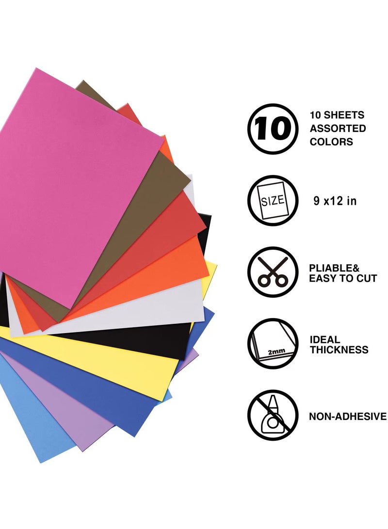 CRAFT MAGIC EVA Foam Sheets, A4 Size, 2mm Thickness, Pack of 10 (Mixed Colors) – Craft Foam Sheets for DIY Projects, Art & Crafts, and School Supplies - Image 2