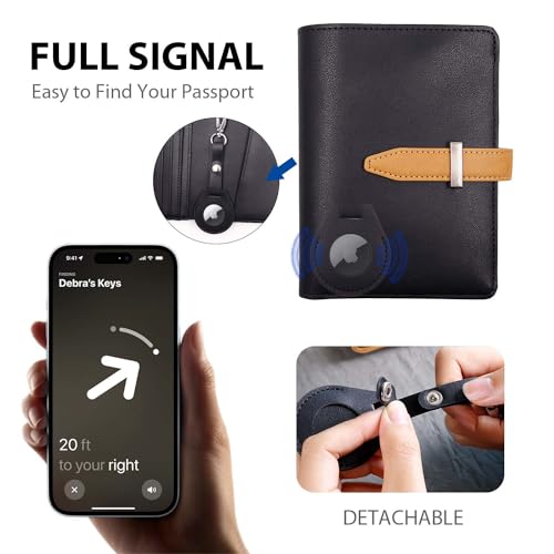 Deziliao Passport wallets, Mulit-purpose RFID Blocking Passport Holder AirTag Wallet, Travel Wallet（Black） - Image 2