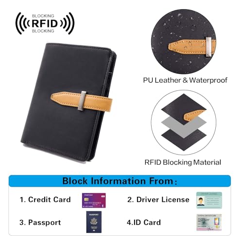 Deziliao Passport wallets, Mulit-purpose RFID Blocking Passport Holder AirTag Wallet, Travel Wallet（Black） - Image 4